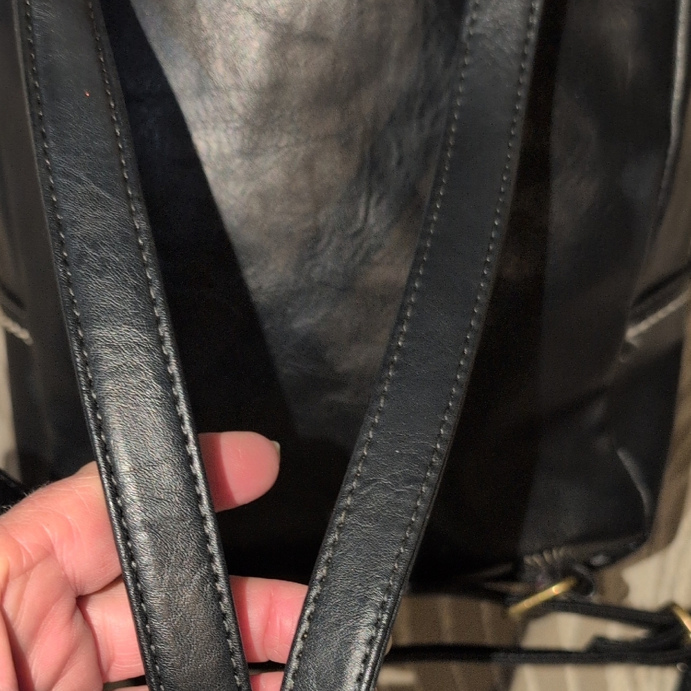 b.o.c. Black vegan Leather Backpack with WhitecStitch Detail - Picture 5 of 13